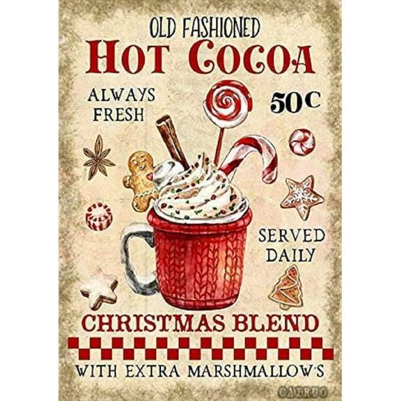 Metal Tin Sign Hot Chocolate Hot Cocoa Metal Sign Interesting and Novel Tin Sign Bar Courtyard Bathroom Wall Decoration 8x12 Inches