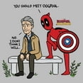 thumbnail image 2 of Men's Marvel: Deadpool & Wolverine Chatting with the Cap Graphic T-Shirt, 2 of 5