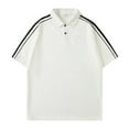 thumbnail image 1 of Camisetas Elvqul Hombre Casuales Blanco Manga Corta Liso Algodón Solapa Botones, 1 of 8