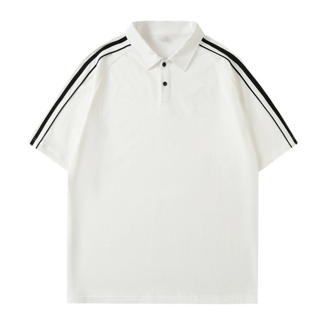 Camisetas Elvqul Hombre Casuales Blanco Manga Corta Liso Algodón Solapa Botones