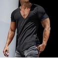 thumbnail image 2 of Camiseta de manga corta con cuello en V de punto transpirable para hombre - Top de verano ajustado y moderno, diseño estampado, perfecto con vaqueros, M-XXXL, 2 of 3