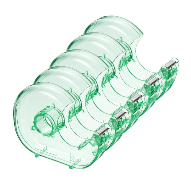 Unique Bargains Tape Dispenser Double-Side Handheld Tapes Cutter Holder, Green 5 Pack