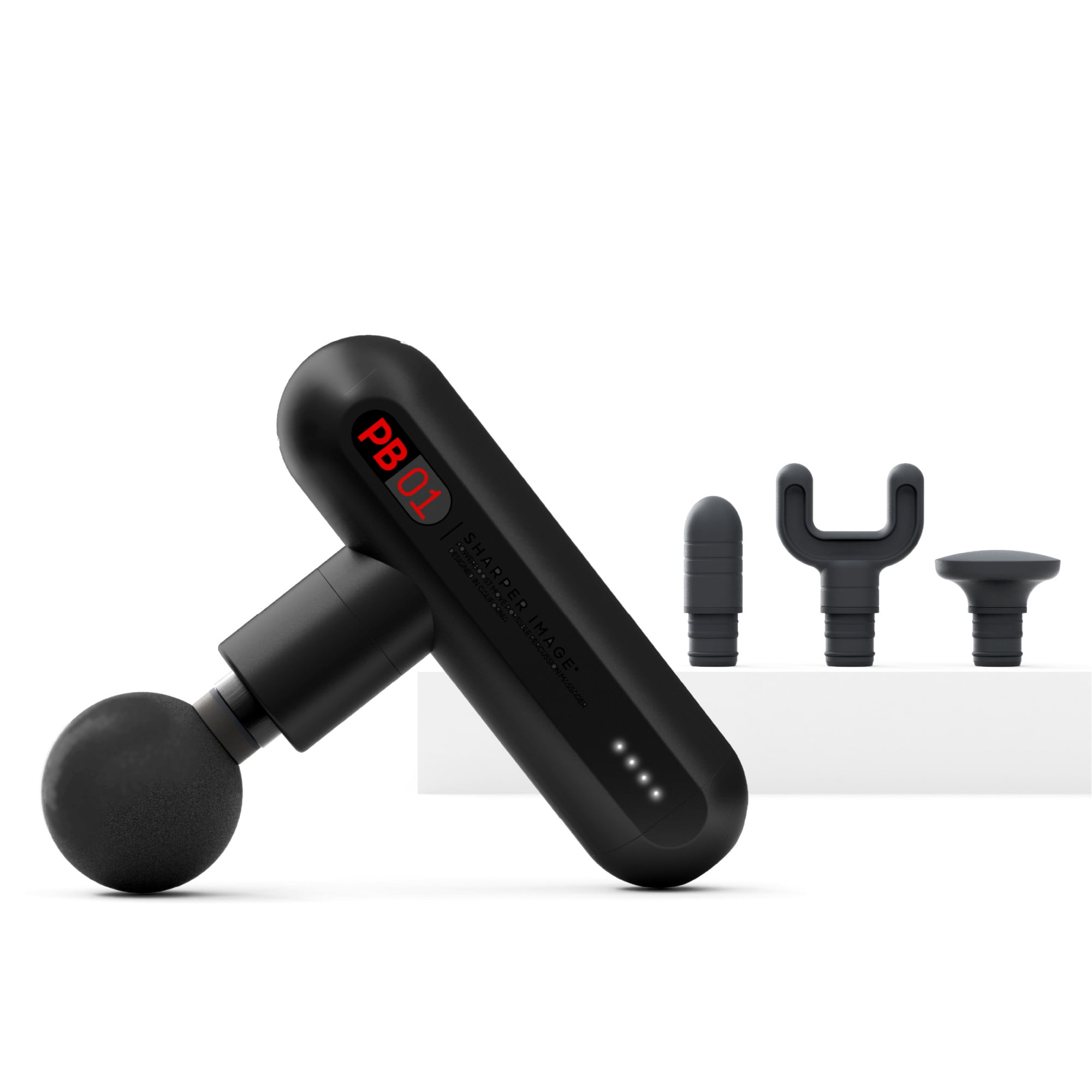 Sharper Image® Powerboost Move® Deep Tissue Portable Percussion Massager, Massage Gun w/ 4 Attachments, Whisper Quiet Operation, Variable Strength Full Body Recovery, Rechargeable