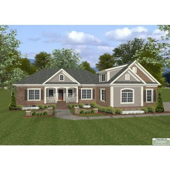 The House Designers: THD-7676 Builder-Ready Blueprints to Build a Southern House Plan with Slab Foundation (5 Printed Sets)