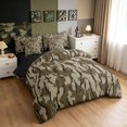thumbnail image 2 of Manfei Retro Camouflage King Bedding, Old Fashion Camo King Bed in a Bag, Olive Green, Black Reversible, 7 Pieces, 2 of 6