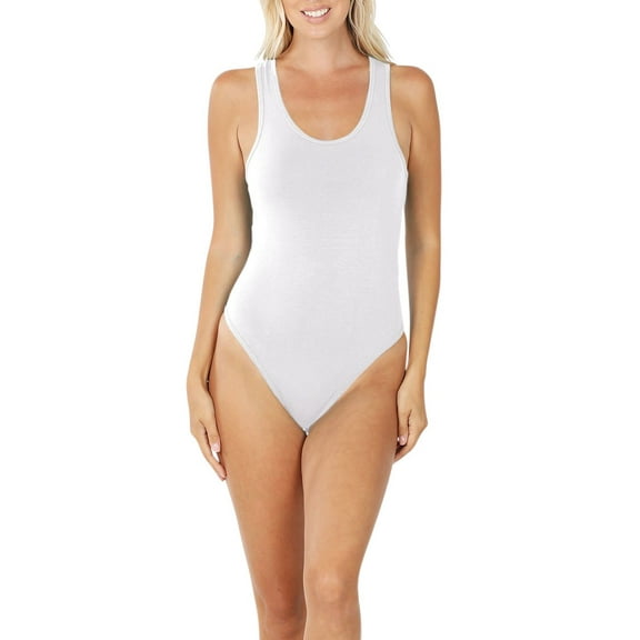 Womens Cotton One Piece Racerback Tank Bodysuit
