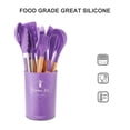 thumbnail image 2 of Kitchen Utensils Set 11Pcs Silicone Non Stick Barreled Cooking Utensils Set Silica Gel Utensil Wooden H andle Kitchenware Set, 2 of 7