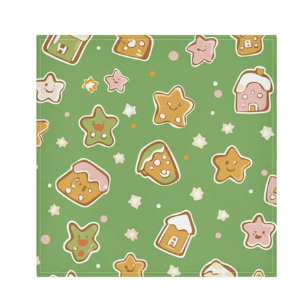 

WOBOGO Adorable Star House Grenn Pattern Cloth Napkins 4 Pieces Soft Elegant Touch Durable Absorbent Quick Drying for Elegant Dining