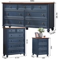 thumbnail image 2 of Joaxswe Bedroom Furniture Sets, Include 7-Drawer Dresser & 43.5" Tall Chest of Drawers and 2 Nightstands, Navy Blue, 2 of 9