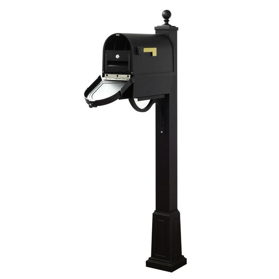 Berkshire Curbside Mailbox with Front Numbers, Newspaper Tube, Locking Insert and Springfield Mailbox Post with Base