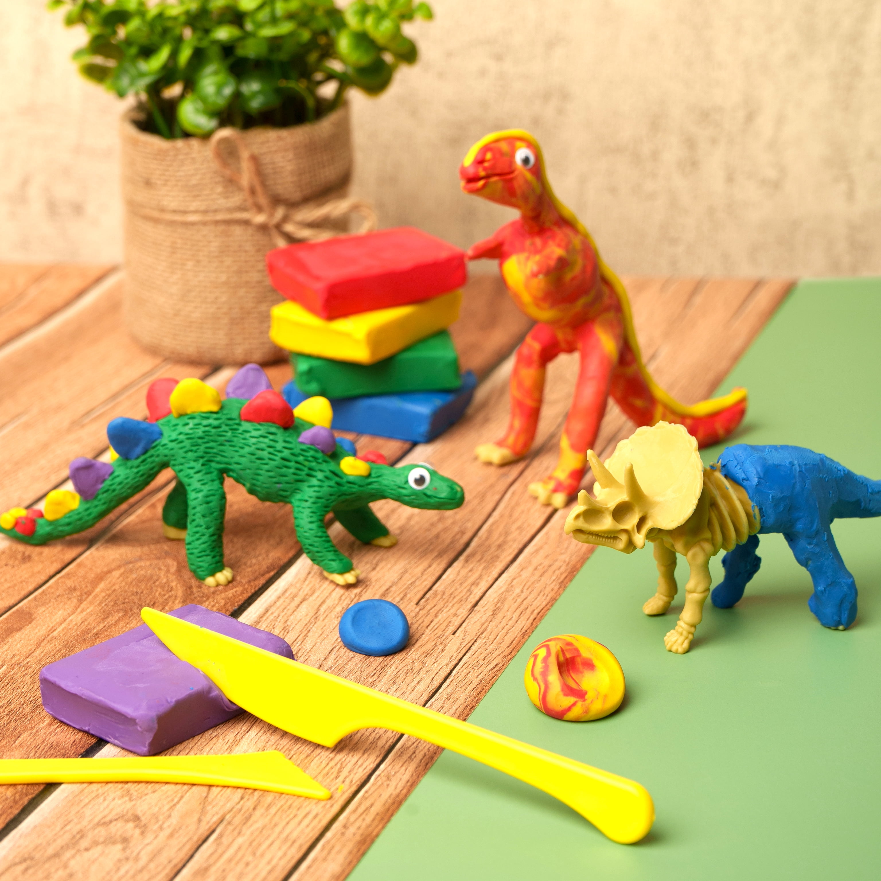 Creativity for Kids Create with Clay Dinosaurs: Craft 3 Dinosaurs for Kids, Dinosaur Toys for Ages 5-8+