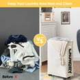 thumbnail image 6 of Gymax 21'' Slim Laundry Basket Hamper 10 Gallon Collapsible Waterproof Organizer Wheels Beige, 6 of 10