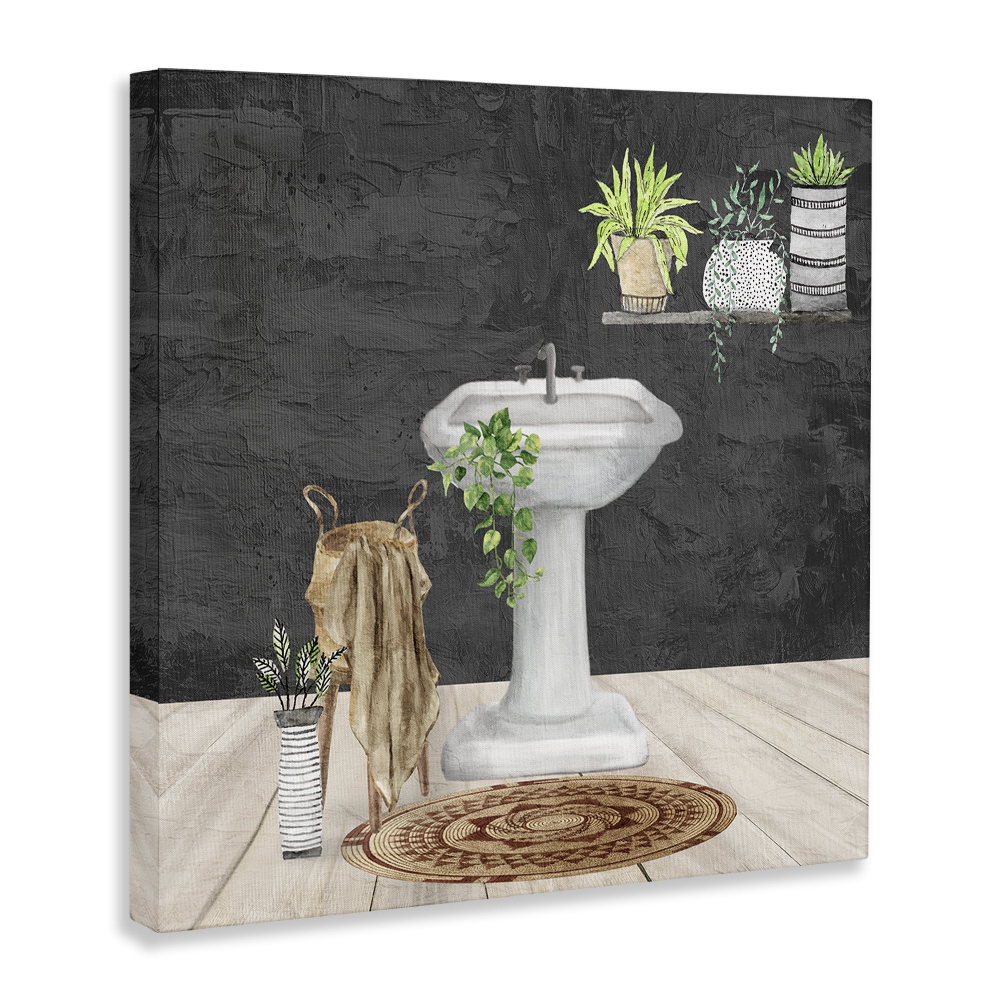 Stupell Industries Relaxing Bathroom View Bath & Laundry Painting Wrapped Canvas Art Print Wall Art, 30 x 30