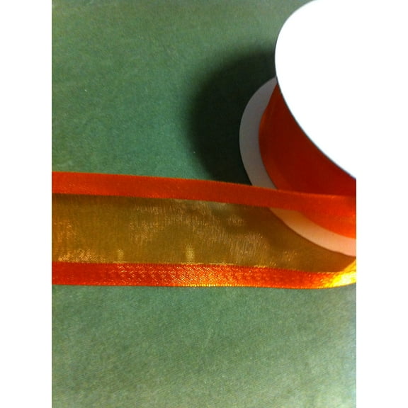 25 YARDS OF 1 1/2"" ORGANZA RIBBON WITH SATIN EDGE ORANGE
