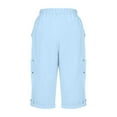 thumbnail image 5 of Wyobmus Womens Cargo Capris Lightweight Elastic Waist Drawstring Hiking Pants Quick Dry Casual Outdoor Trip Loose Twill Cropped Pants Light Blue, 5 of 5