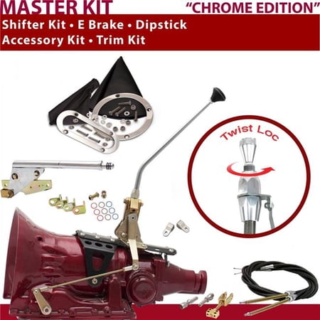American Shifter TH350 Shifter Kit 12 in. E Brake Cable Clevis Trim Kit Dipstick for CDE9A