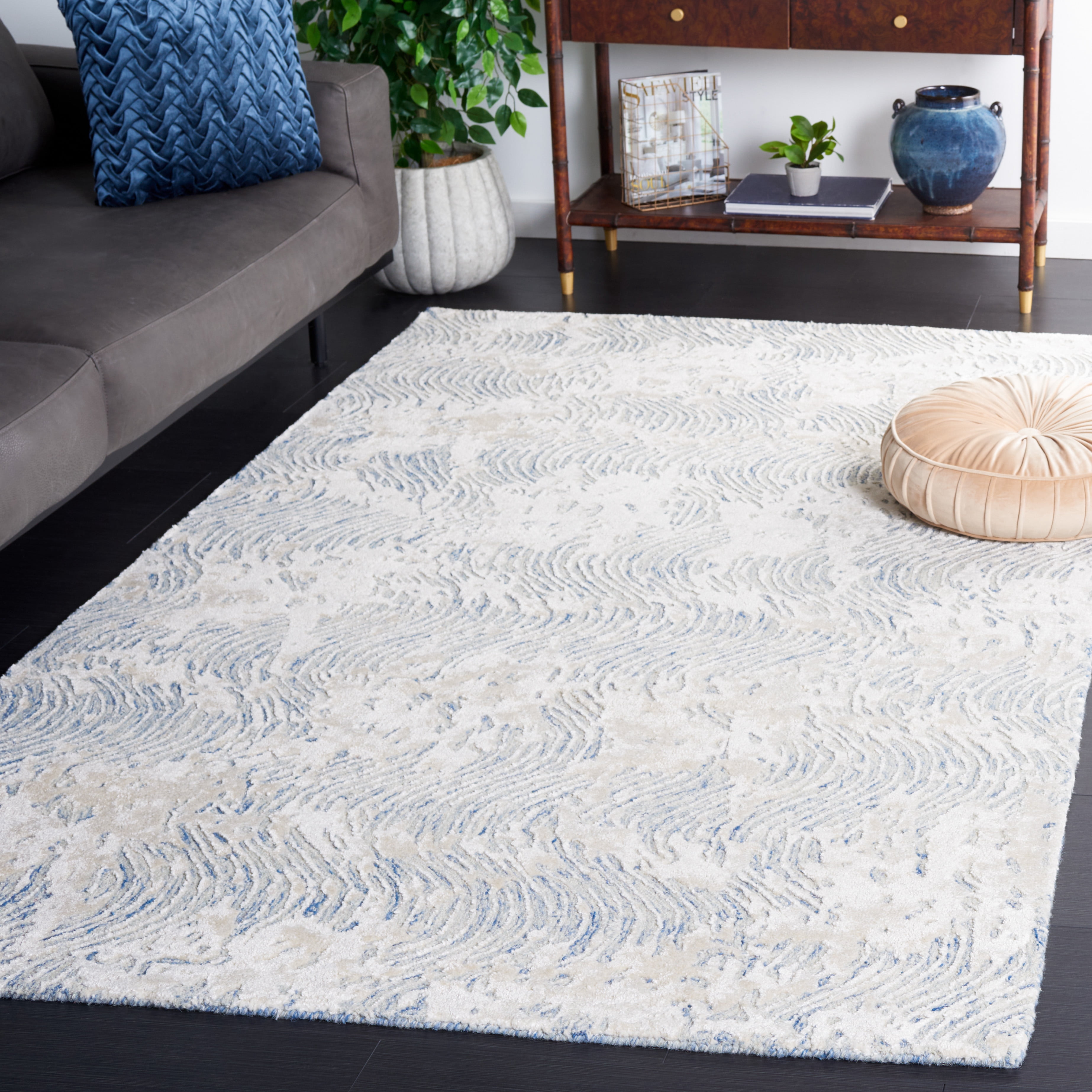 SAFAVIEH Glamour Tashi Abstract Area Rug, Blue/Ivory, 8' x 10'