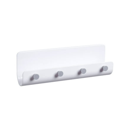 

Hook Rack U-shaped Wall-mounted Storage Shelf Key Holder 4 Hooks Bags Coat Organizer White