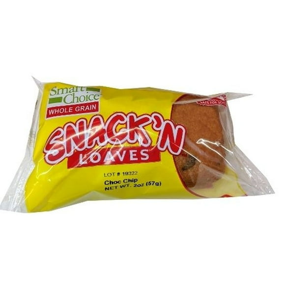 Smart Choice Wholegrain Chocolate Chip Snack N Loaves, 2 Ounce -- 72 per case.