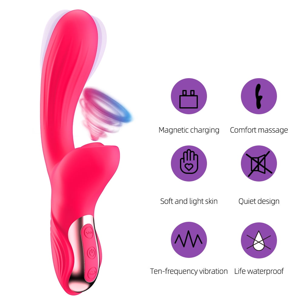 Bigbanana 10 Frequency Waterproof Vibrator for Women, Wireless Powerful Sex Toy for Adult, USB Rechargeable Personal Wand Massager for Couple, Rose Red