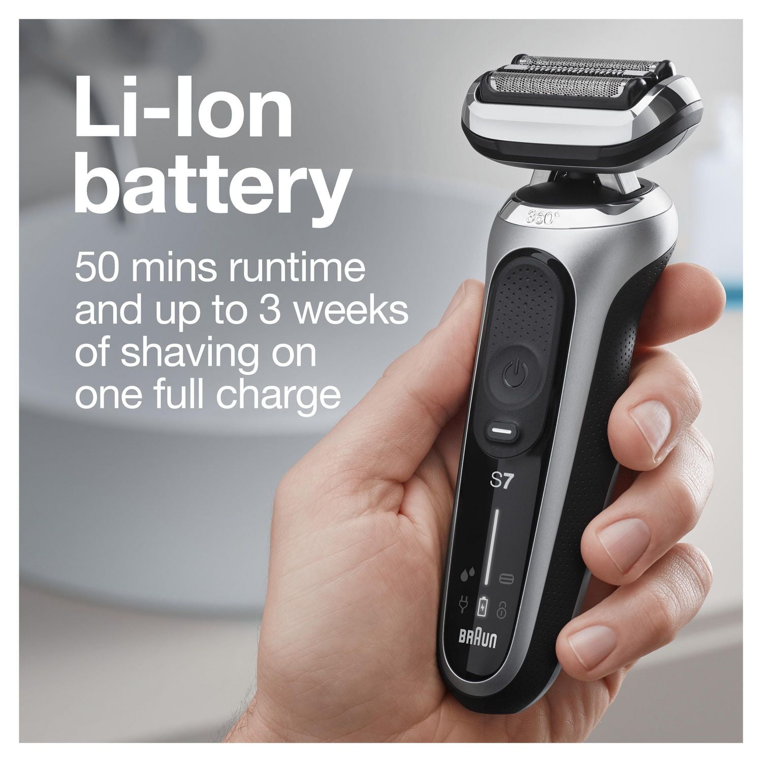 Braun Series 7 7020s Rasoir Électrique pour Hommes avec Tondeuse de Précision, Humide & Sèche, Rechargeable, Rasoir à Grille Sans Fil, Argent