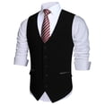 thumbnail image 4 of HISDERN Black Suit Vest for Men Classic Slim Fit V-Neck Waistcoat Formal Dress Vest for Weddings, 4 of 9