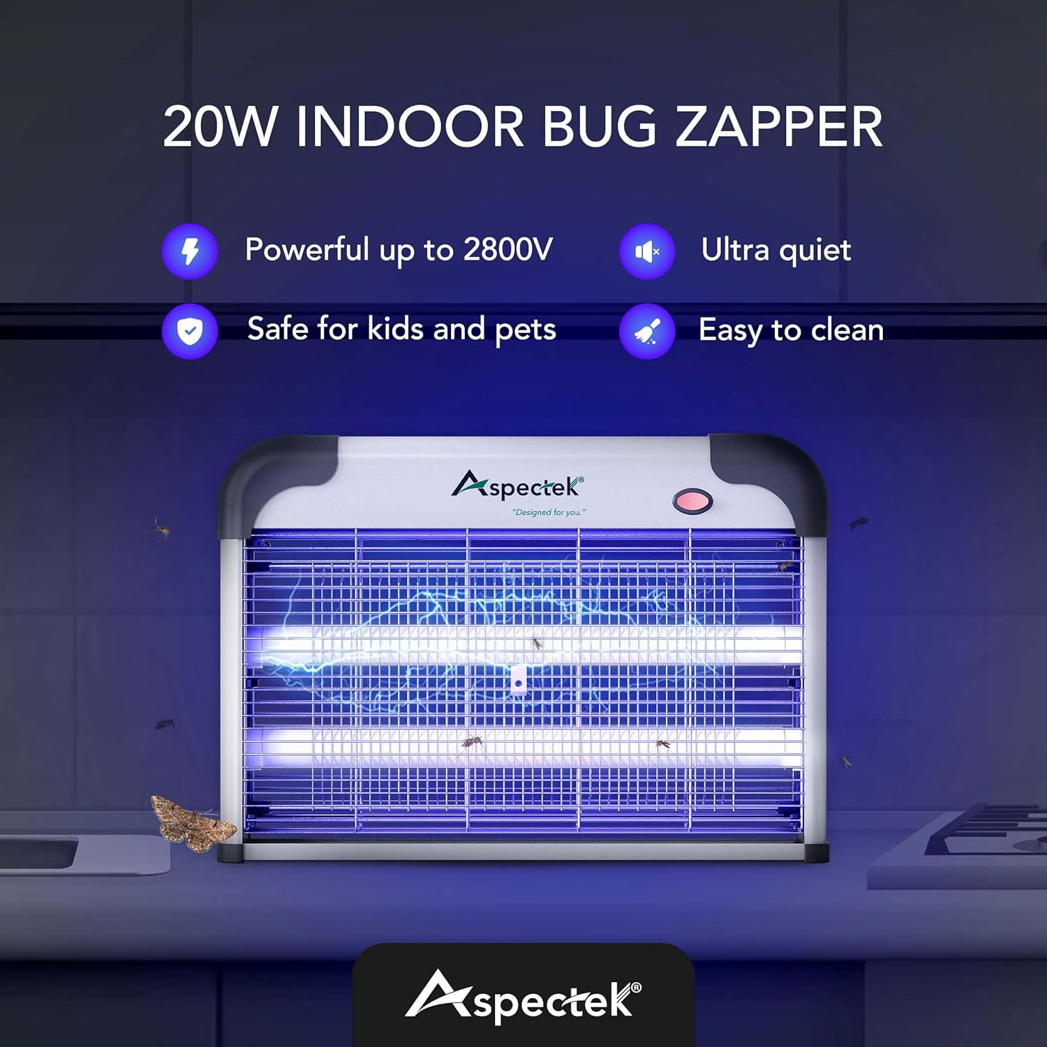 Upgraded Aspectek 20W Electric Bug Zapper with 2 Extra Bulbs.