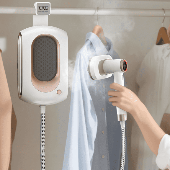 Steamer for Clothes,2-in-1 1550W Turbocharged Garment Steamer & Iron ,3 Levels Smart Control Steaming,1.2L Detachable Tank,Auto Shut-Off,Self-Cleaning,Innovative Storage: Hang or Wall Mount