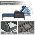 thumbnail image 6 of PARKWELL Set of 2 Outdoor Folding Chaise Lounge Chairs - Wicker Rattan Adjustable Recliners for Patio, Pool w/ Wide Arm and Cushions - Blue, 6 of 9
