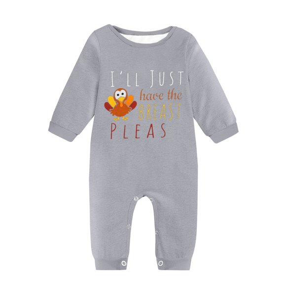 MHZLDYZ Onesies 0-3 Months Girl Infant Boy And Girl Romper Long Sleeved Round Neck Letter Printing Thanksgiving Jumpsuit Bodysuit Baby Outfit New Born Clothes Baby Girl Baby Onesie (Gray,12M)
