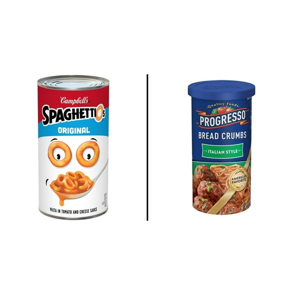 Campbell's SpaghettiOs Original Canned Pasta 22.4 oz & Progresso Italian Style Bread Crumbs 15 oz