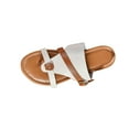 thumbnail image 2 of MLCDZ Women's Leather Cross Strap Flat Flip Flops Slide Sandals Comfortable Toe Ring Non-Slip Thong Beach Sandals for Travel Vacation Shopping Casual Comfy Flat Sandals Slipper White 37, 2 of 9