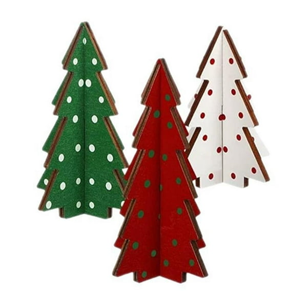 3Pack Christmas Trees Wooden Table Decorations Centerpiece Block,Rustic Wood Tabletop Sign Decor,Farmhouse Wooden Xmas Centerpiece for Tiered Tray Party Decoration Supplies