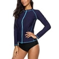 thumbnail image 1 of Charmo Women's Zip Front Long Sleeve Rash Guard Top Sun Protection Swim Shirt, 1 of 5