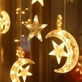 thumbnail image 4 of Star Moon Curtain Lights Ramadan Decoration Lights 8 Modes USB Powered Curtain Fairy String Lights With Remote Control Christmas Wedding Party Ramadan Home Decor Christmas Lights Short Strand, 4 of 5