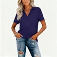 thumbnail image 6 of Women'S Short Sleeve Polo Shirts Collared V Neck Business Casual Dressy Blouses,Navy Xl, 6 of 6