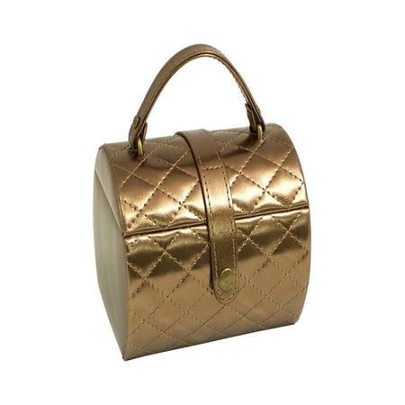 Bronze Faux Leather Jewelry Box - 5.5W x 4.5H in.