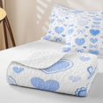 thumbnail image 4 of spefrowx Watercolor Love Heart Bed Spread Queen for Girls Boys, Blue Princess Bowknot Queen Coverlet Set, 3-Piece, 4 of 7