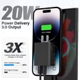 thumbnail image 4 of Bloque de cargador de pared USB C de 20 W, paquete de 3 adaptadores de enchufe de bloque de carga rápido tipo C con puerto dual PD para iPhone 13/12/11 /Pro Max, XS/XR/X, iPad Pro, AirPods Pro, Samsun, 4 of 4