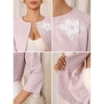 thumbnail image 5 of DARING DIVA Women's 3/4 Sleeves Flower Decor Open Front Formal Bolero L Pink, 5 of 6