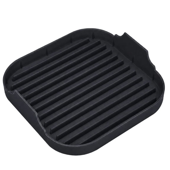 Gray Microwave Bacon Tray, Food-Safe Silicone Bacon Cooker with Deep Grooves, Splatter-Proof High Rim, Nonstick Roasting Rack for Making Crispy Bacons, 9.85 x 9.85 x 2.1 in / 25 x 25 x 5.3 cm