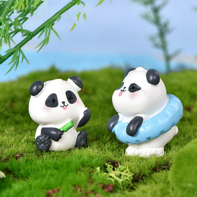 2 Figurines en résine panda 7 cm - Vegaooparty