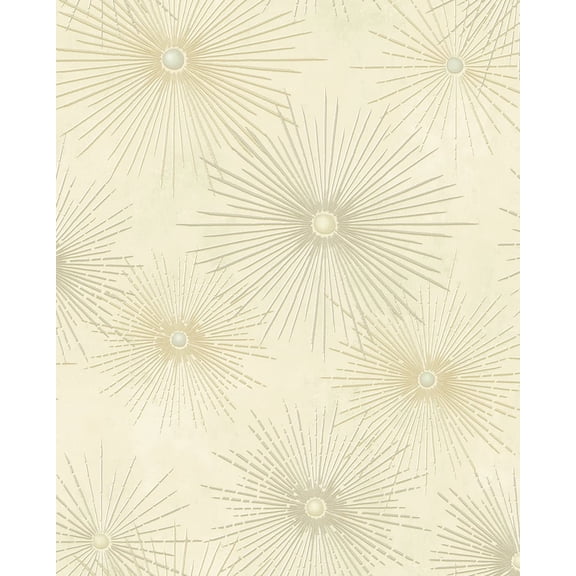 Star Burst Geo Mid Century Peel And Stick Wallpaper Ivory Metallic Gold