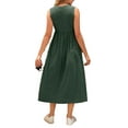 Casual Solid Round Neck A Line Dress Sleeveless Dark Green Maternity