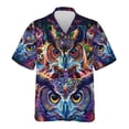 thumbnail image 2 of Camisa hawaiana con estampado 3D de búho misterioso para hombre, blusa con estampado de animales salvajes, camisetas Aloha unisex de verano, camisetas con solapa y mangas cortas, 2 of 5