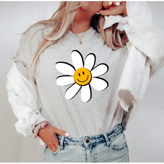 DAISY SMILEY FACE Grpahic Short sleeve Tees
