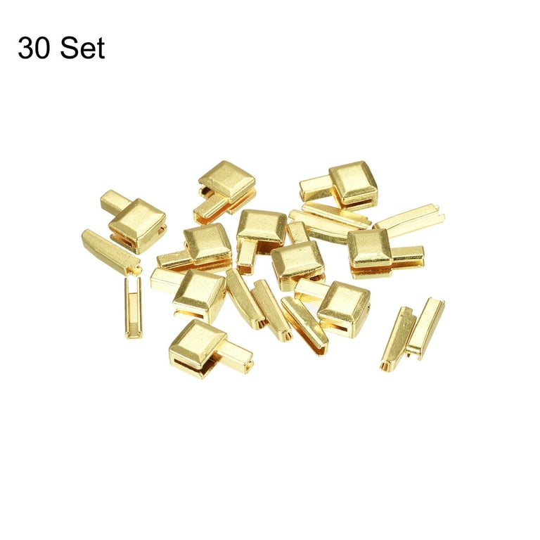 16 Sets Brass Zipper Slider Retainers, #10 Zippers Replacement for Bags Coats Jackets, Light Golden, Size: #3