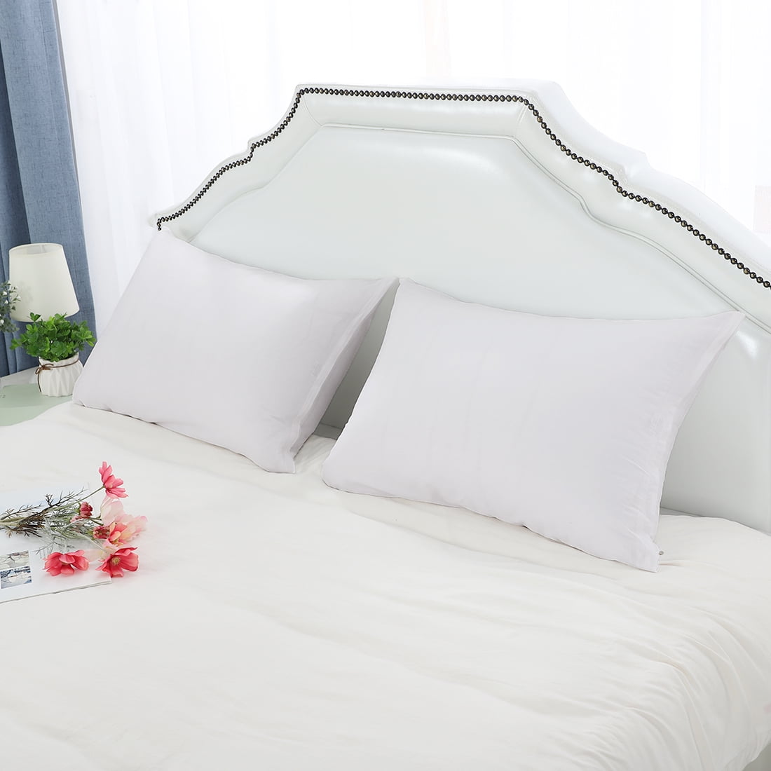 Unique Bargains Pillowcases 2-Piece Egyptian Cotton Pillow Cover Light Gray Queen