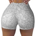 thumbnail image 2 of Uemuo Silver Mosaic Pattern Women Workout Impact Shorts Scrunch Butt Lifting Gym Shorts Seamless Booty Biker Shorts-Small, 2 of 8