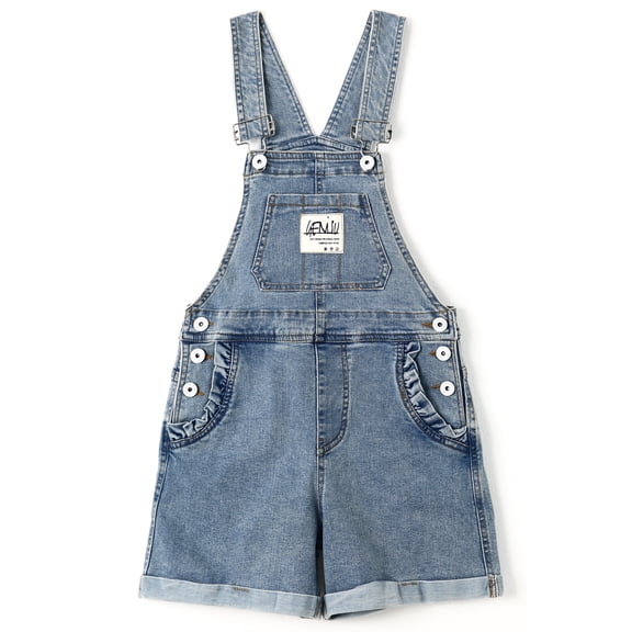 KIDSCOOL SPACE Girls Shorts,Little Girls Stretchy Denim Summer Shortalls,9-10 Years